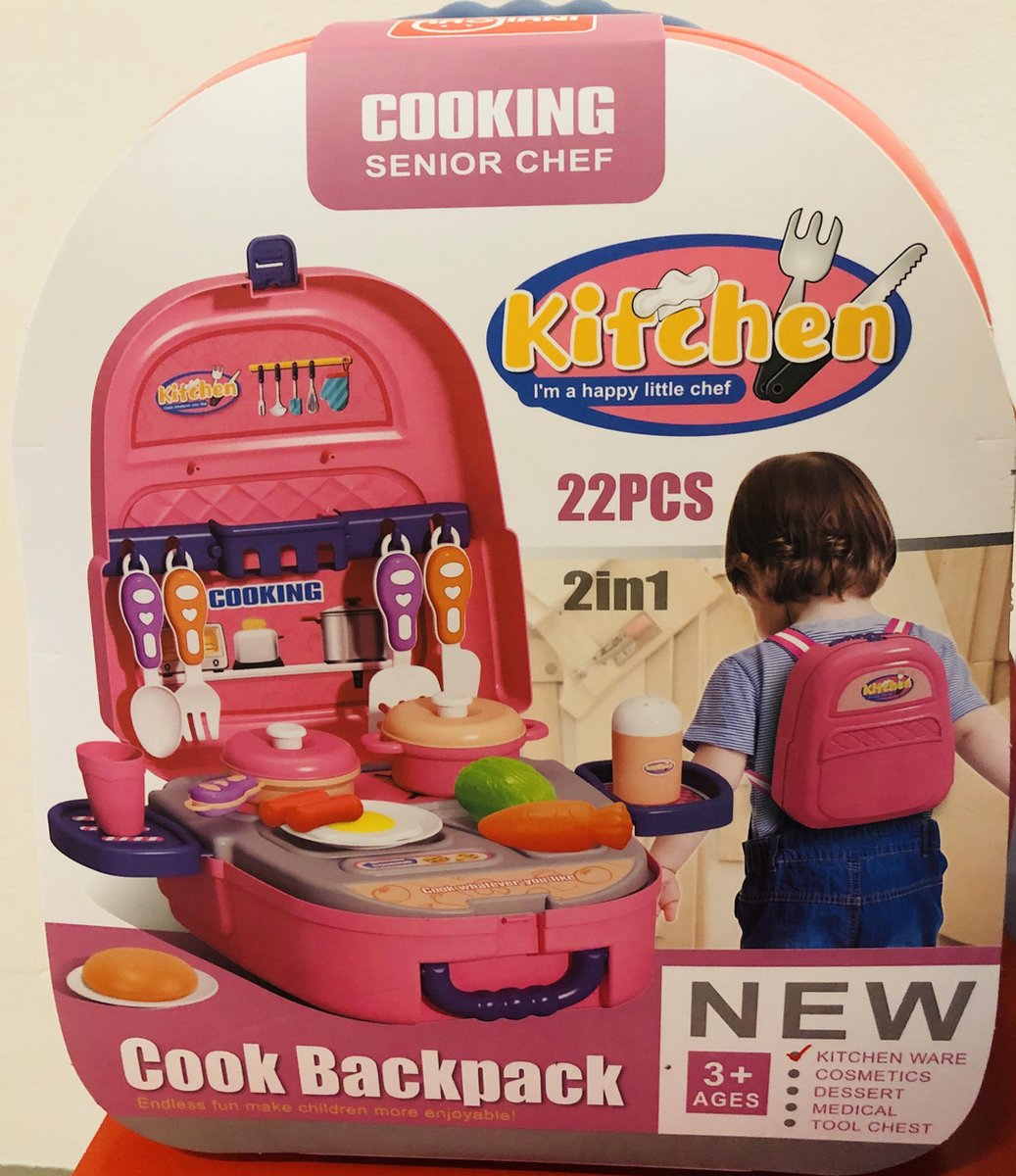 Cook Backpack| Kitchen|Cooking senior chef|Fun| Toys|Present|Kitchen ware|Endless fun make children more enjoyable